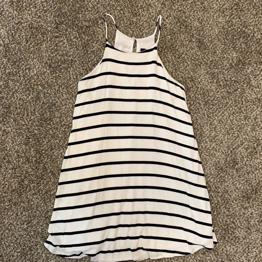 Lulu’s Black & White Striped Shift Dress